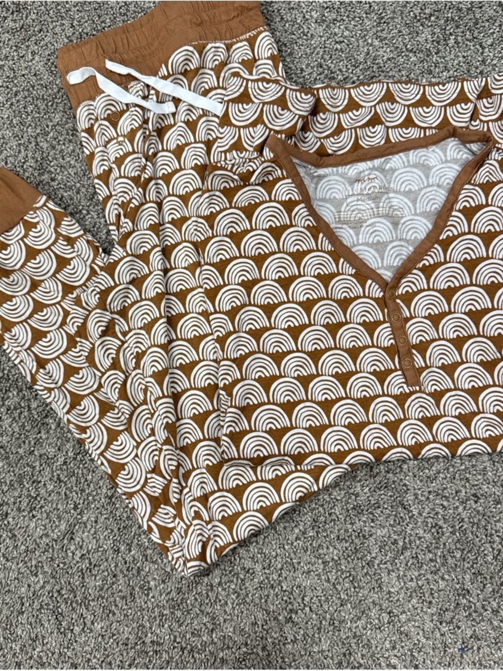 Brown & White Rainbow Print Pajama Set